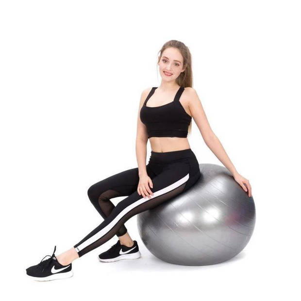 Fitness bal - Yoga bal - Gym bal - Pilates Bal - 65 cm - incl Pomp - Grijs