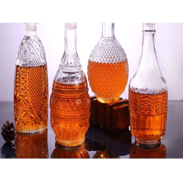 Glazen whisky water karaffe 1000ml - kristal Kristalglas look whiskey fles Whiskykaraf/whiskyfles met structuur
