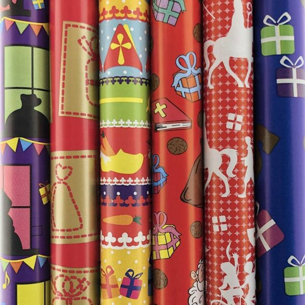 Sinterklaas cadeaupapier - Sinterklaaspapier inpakpapier - 3 meter x 70 cm - 12 XXL rollen