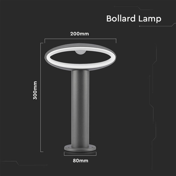 V-TAC VT-909 Meerpaalverlichting Buiten - IP54 - Donker - Grijs - 9W - 500 Lumen - 3000K