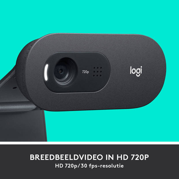 LOGITECH - HD Webcam C505 - USB HD 720p - Langeafstandsmicrofoon - Compatibel met pc of Mac - Grijs Zwart