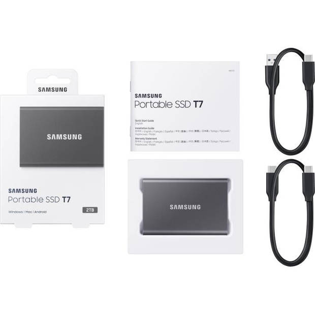 SAMSUNG externe SSD T7 USB type C grijze kleur 2 TB
