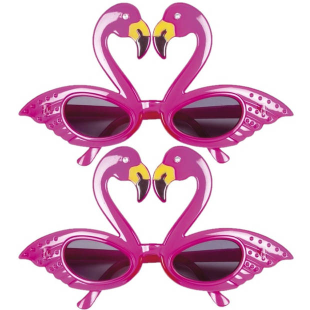 2x stuks flamingo feest zonnebril voor volwassenen - Verkleedbrillen