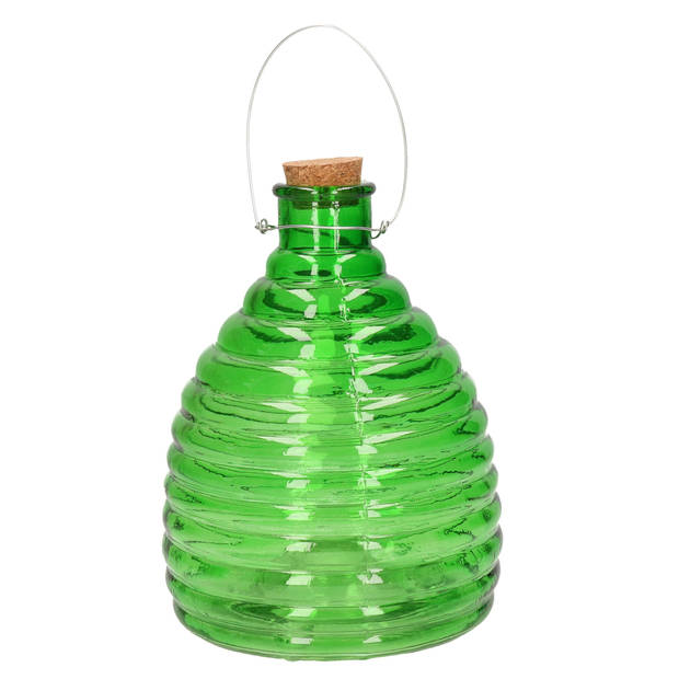 Wespenvanger/wespenval groen van glas 21 cm - Ongediertevallen - Ongediertebestrijding