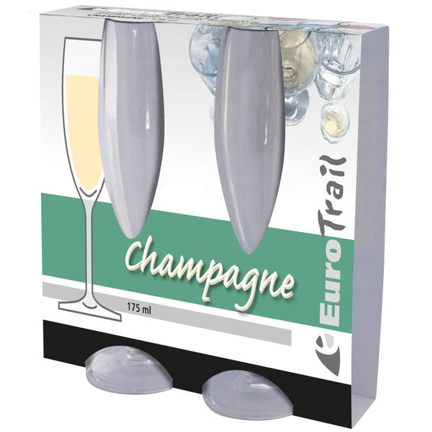 Set van 2x stuks onbreekbare kunststof camping champagneglazen 175 ml - Champagneglazen