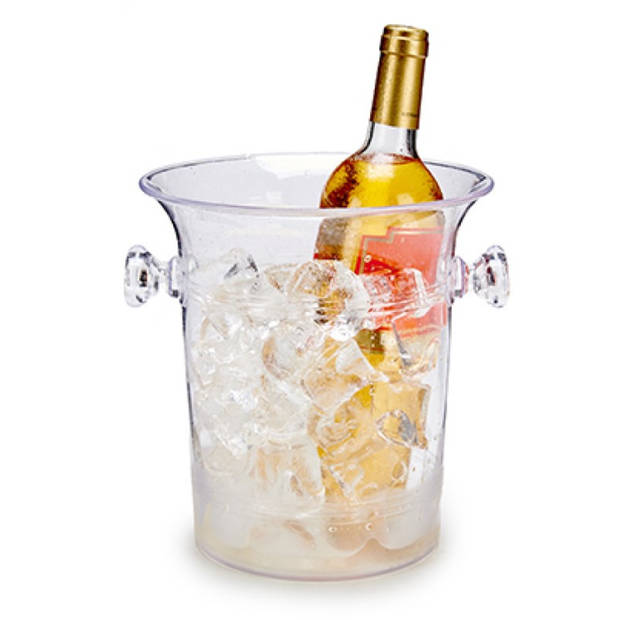 Champagnekoeler/ijsemmer/wijnkoeler - kunststof - transparant - 23 cm - IJsemmers