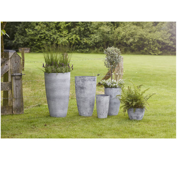 Bloempot/plantenpot schaal van gerecycled kunststof betongrijs D35 en H17 cm - Plantenpotten