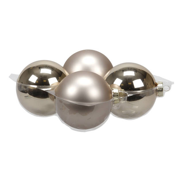 4x stuks glazen kerstballen licht champagne 10 cm mat/glans - Kerstbal