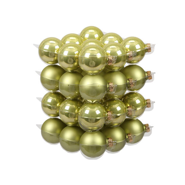 88x stuks glazen kerstballen salie groen (oasis) 4, 6 en 8 cm mat/glans - Kerstbal
