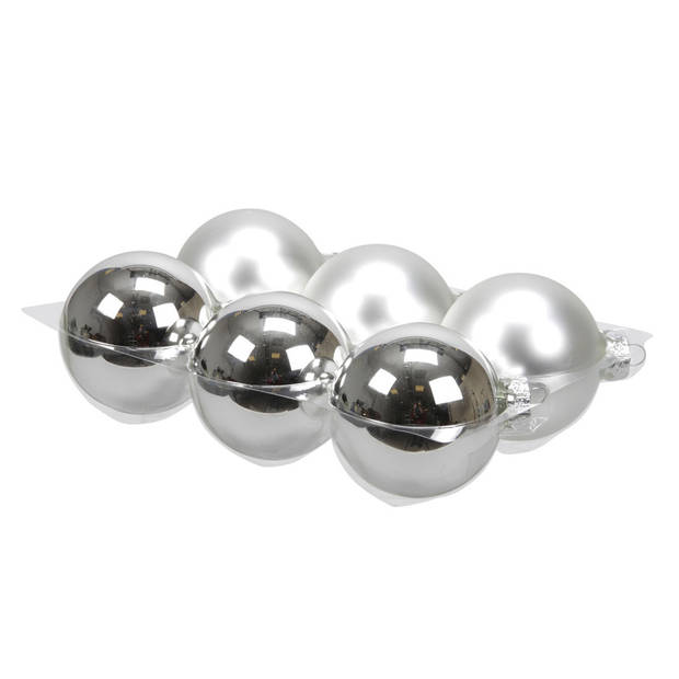 20x stuks glazen kerstballen zilver 8 en 10 cm mat/glans - Kerstbal