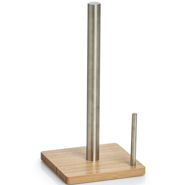 2x Bamboe houten keukenrolhouders vierkant 16 x 32,5 cm - Keukenrolhouders