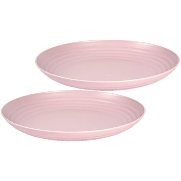 Set van 2x stuks rond kunststof borden oud roze 25 cm - Dinerborden