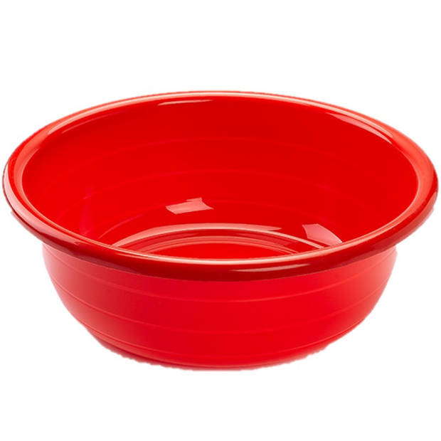 Grote kunststof teiltje/afwasbak rond 11 liter rood - Afwasbak