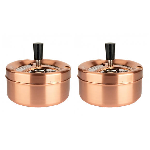 2x stuks ronde draaiasbakken/drukasbakken rose goud 13 cm - Asbakken