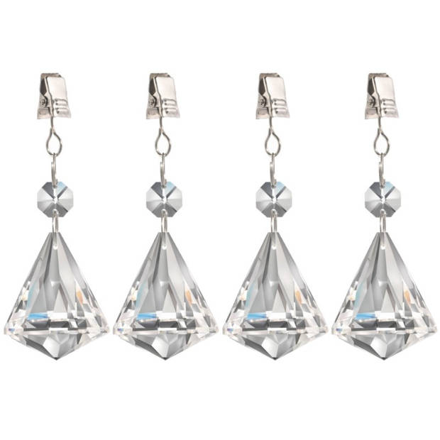 8x stuks tafelkleedgewichtjes kristallen diamant glas - Tafelkleedgewichten