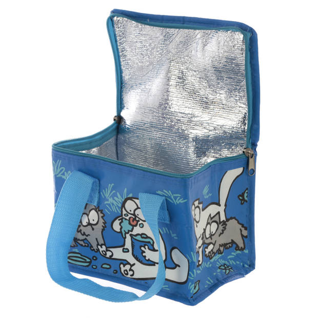 Kleine koeltas voor lunch blauw met Simons Cat print 16 x 21 x 14 cm 4,7 liter - Koeltas