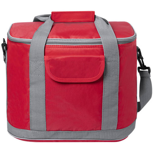 Grote koeltas draagtas/schoudertas rood 37 x 29 x 21 cm 22 liter - Koeltas