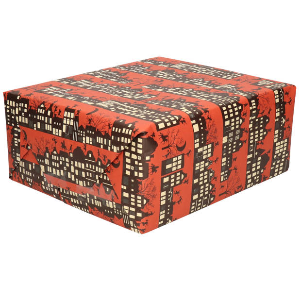 1x Rollen inpakpapier/cadeaupapier Sinterklaas print donkerrood 2,5 x 0,7 meter 70 grams luxe kwaliteit - Cadeaupapier