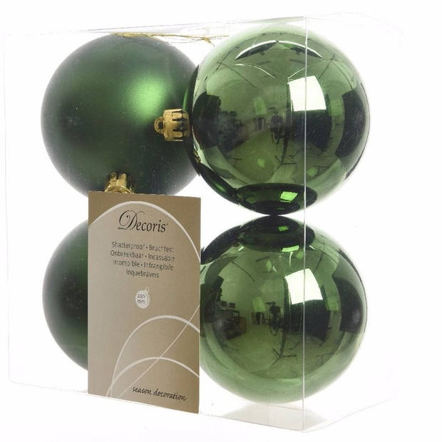 Kerstversiering kunststof kerstballen donkergroen 6-8-10 cm pakket van 22x stuks - Kerstbal