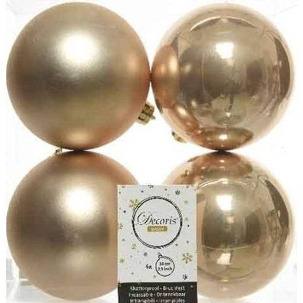 20x Kunststof kerstballen glanzend/mat donker parel/champagne 10 cm kerstboom versiering/decoratie - Kerstbal