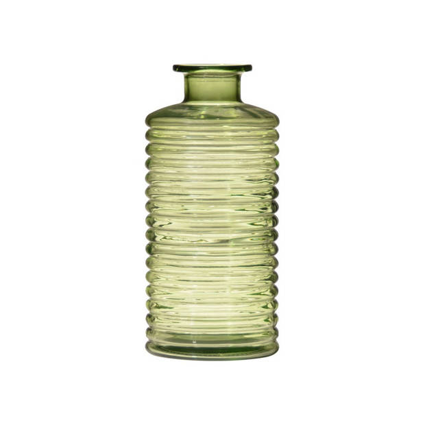Glazen stijlvolle bloemenvaas transparant groen D9.5 en H21.5 cm - Vazen