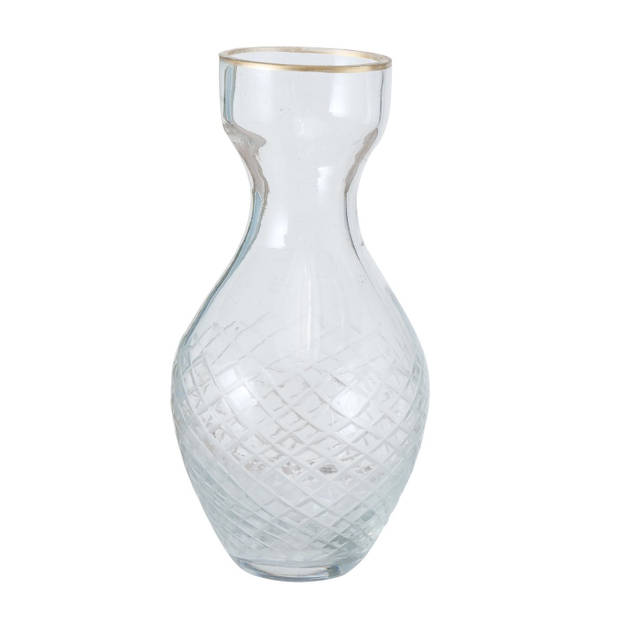 2x stuks stijlvolle glazen kleine decoratieve bloemenvaas in het transparant glas van 15 x 7 cm - Vazen