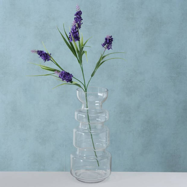 Stijlvolle glazen decoratieve bloemenvaas in het transparant glas van 36 x 18 cm - Vazen