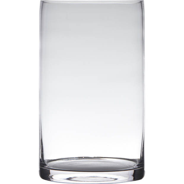 Glazen bloemen cilinder vaas/vazen 25 x 15 cm transparant - Vazen