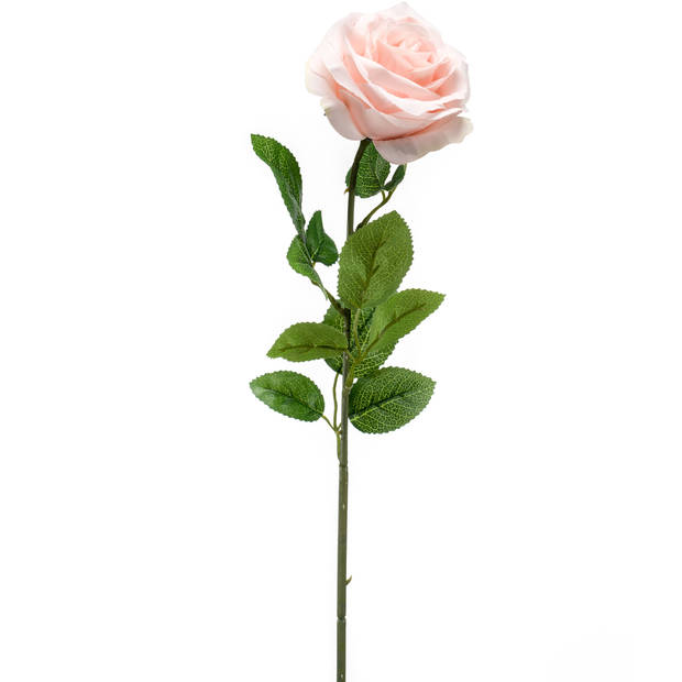 2x Perzik roze rozen Marleen bloemen kunsttakken 63 cm - Kunstbloemen