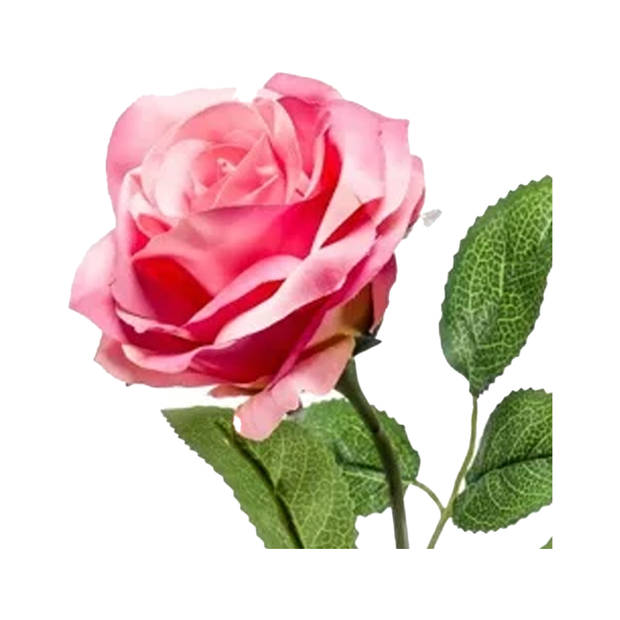 Emerald Kunstbloem roos Marleen - roze - 63 cm - decoratie bloemen - Kunstbloemen