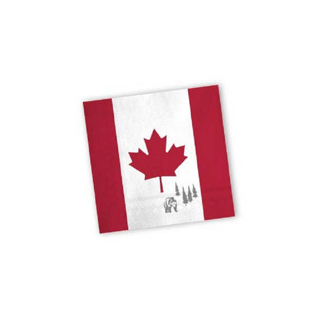 Papieren Canada vlaggetjes servetten 40x stuks - Feestservetten