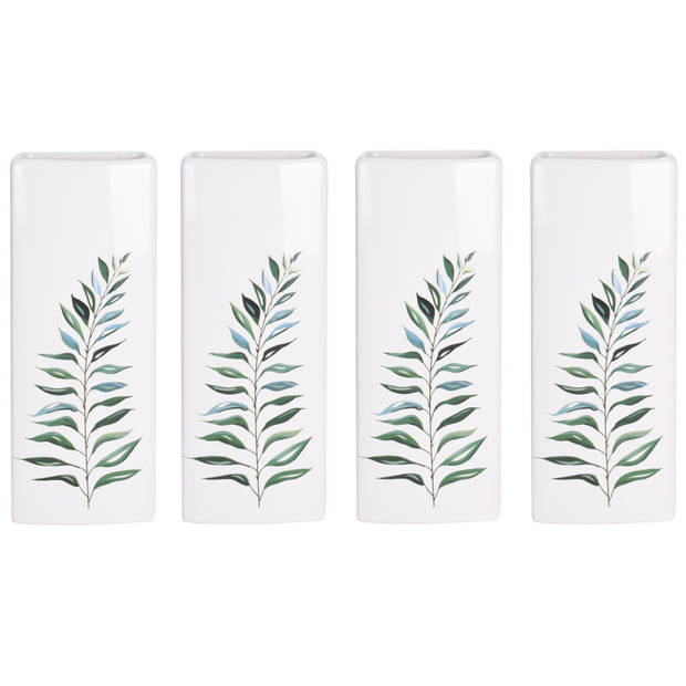 4x Witte verwarming verdampers botanische print varen 21 cm - Luchtbevochters