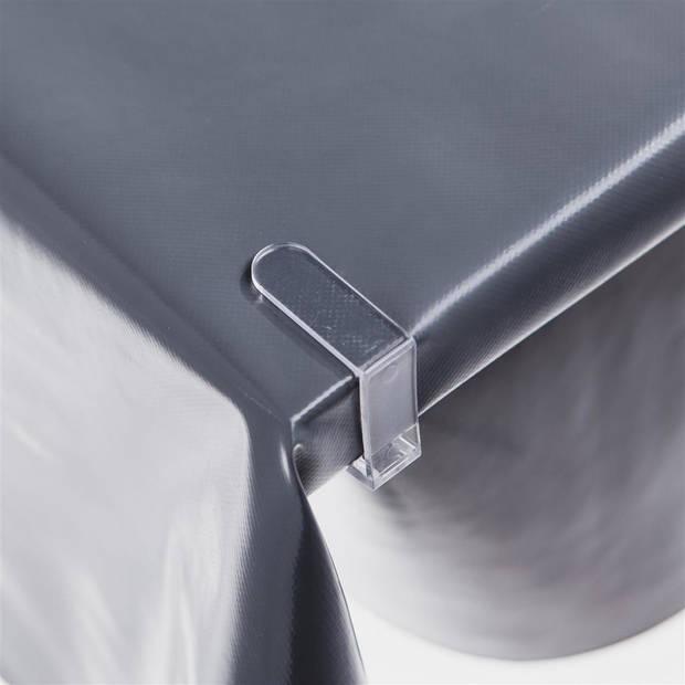 4x Zilveren tafelkleed klemmetjes doorzichtig kunststof 4,5 x 4,5 cm - tafelkleedklemmen