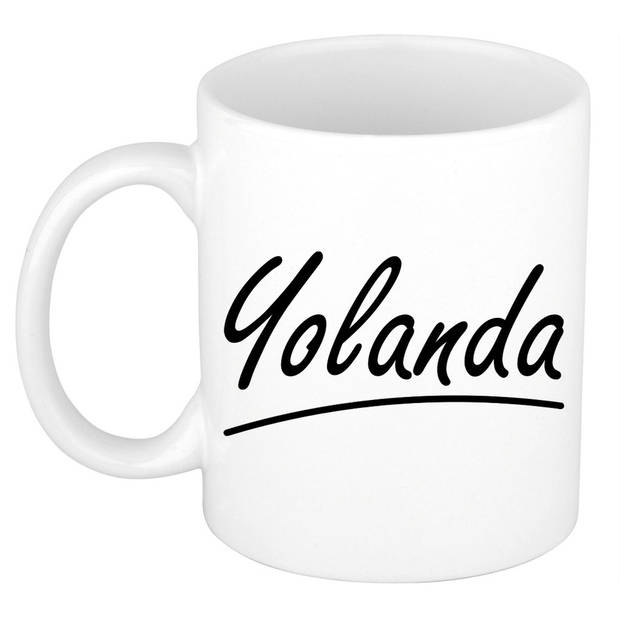 Yolanda voornaam kado beker / mok sierlijke letters - gepersonaliseerde mok met naam - Naam mokken