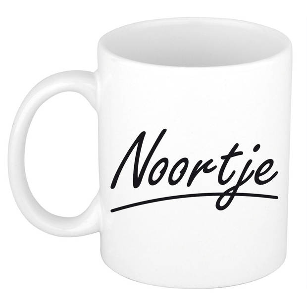 Noortje voornaam kado beker / mok sierlijke letters - gepersonaliseerde mok met naam - Naam mokken