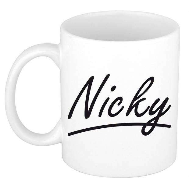 Nicky voornaam kado beker / mok sierlijke letters - gepersonaliseerde mok met naam - Naam mokken