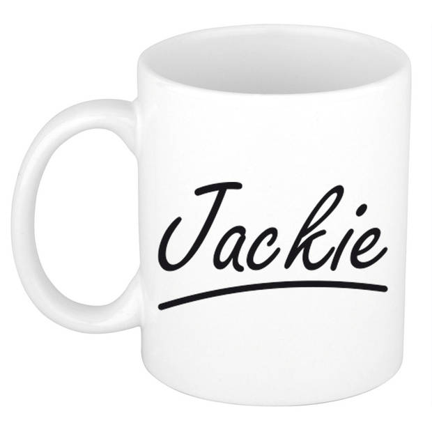 Jackie voornaam kado beker / mok sierlijke letters - gepersonaliseerde mok met naam - Naam mokken