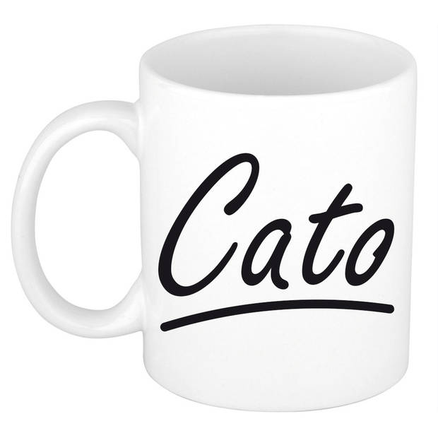 Cato voornaam kado beker / mok sierlijke letters - gepersonaliseerde mok met naam - Naam mokken