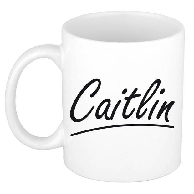 Caitlin voornaam kado beker / mok sierlijke letters - gepersonaliseerde mok met naam - Naam mokken