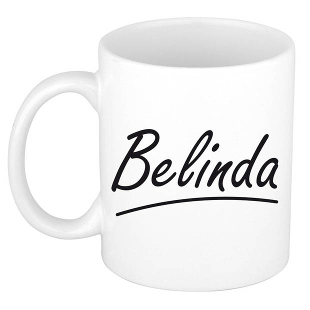 Belinda voornaam kado beker / mok sierlijke letters - gepersonaliseerde mok met naam - Naam mokken