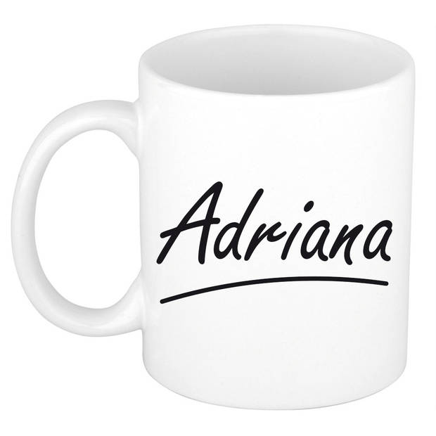 Adriana voornaam kado beker / mok sierlijke letters - gepersonaliseerde mok met naam - Naam mokken