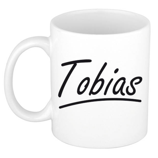 Tobias voornaam kado beker / mok sierlijke letters - gepersonaliseerde mok met naam - Naam mokken