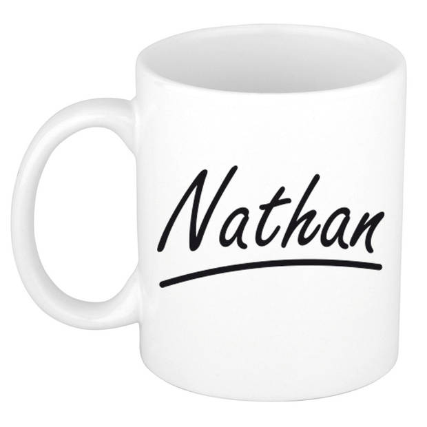 Nathan voornaam kado beker / mok sierlijke letters - gepersonaliseerde mok met naam - Naam mokken