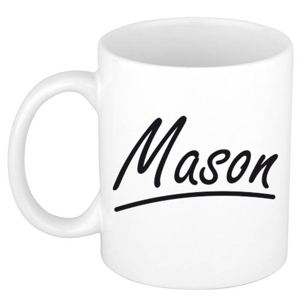 Mason voornaam kado beker / mok sierlijke letters - gepersonaliseerde mok met naam - Naam mokken
