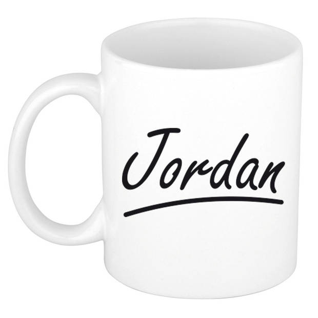 Jordan voornaam kado beker / mok sierlijke letters - gepersonaliseerde mok met naam - Naam mokken