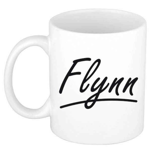 Flynn voornaam kado beker / mok sierlijke letters - gepersonaliseerde mok met naam - Naam mokken