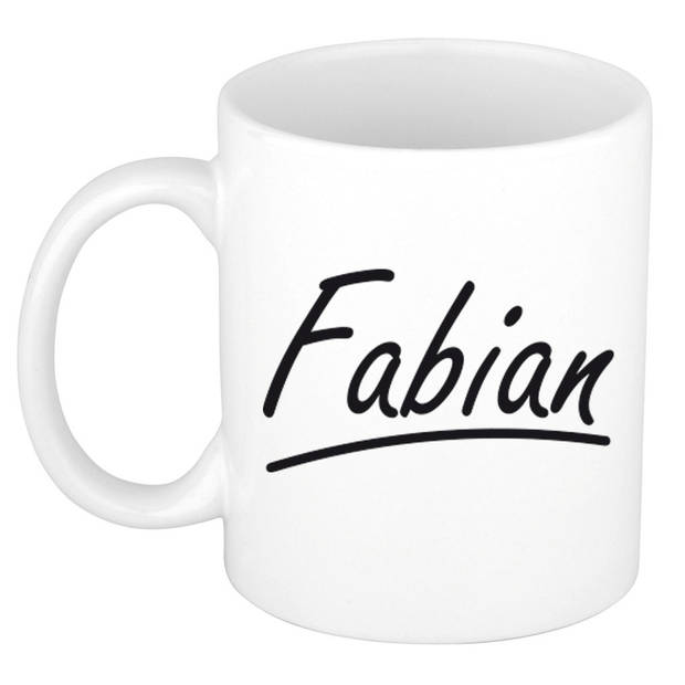 Fabian voornaam kado beker / mok sierlijke letters - gepersonaliseerde mok met naam - Naam mokken