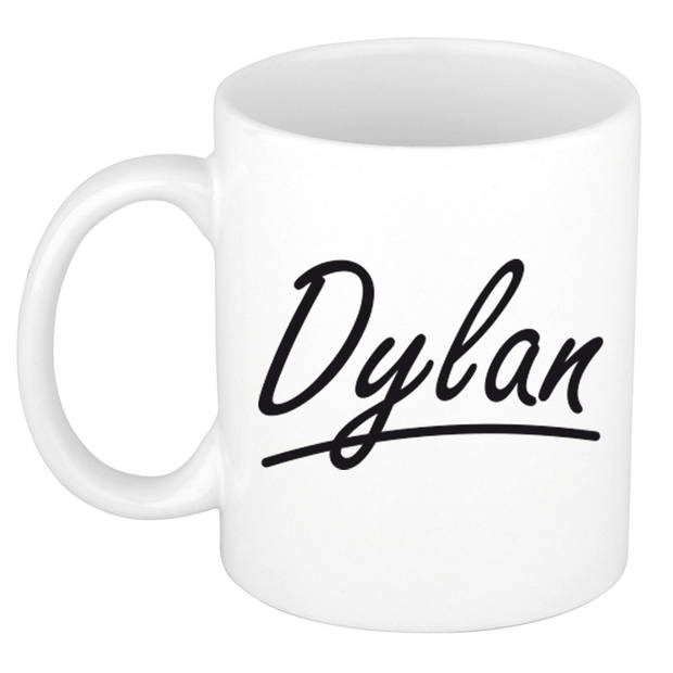 Dylan voornaam kado beker / mok sierlijke letters - gepersonaliseerde mok met naam - Naam mokken