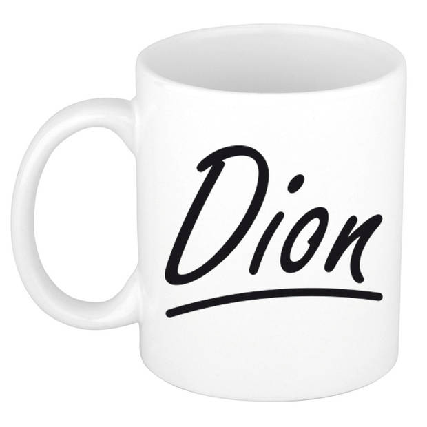 Dion voornaam kado beker / mok sierlijke letters - gepersonaliseerde mok met naam - Naam mokken