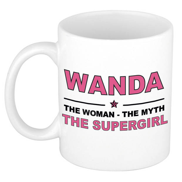 Naam cadeau mok/ beker Wanda The woman, The myth the supergirl 300 ml - Naam mokken